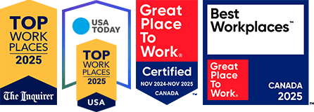 2019-2024 Top Workplace, USA Today, Best Workplaces Canada — Great Place to Work.
